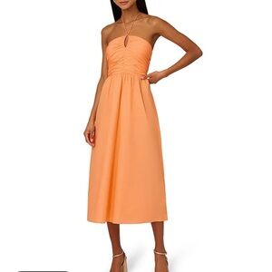 Adrianna Papell Orange halter midi dress